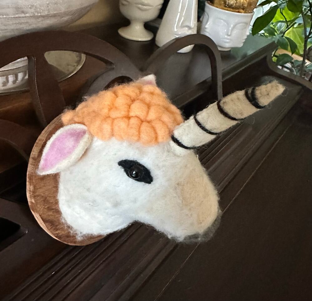 Vintage Unicorn felt Head Wall Mount Decor karma living whimsical nursery art